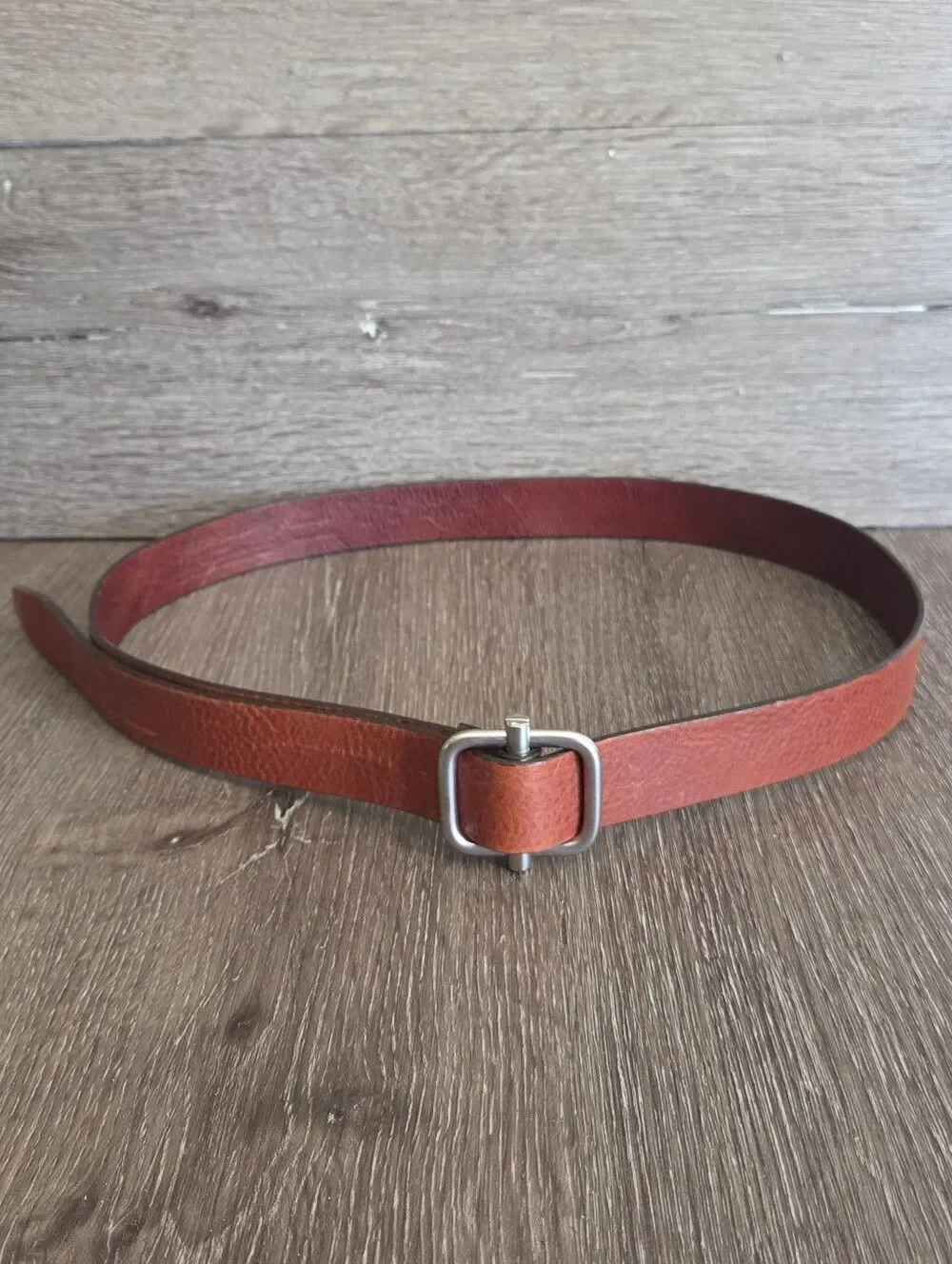 Eddie Bauer Brown Leather Belt with Metal Square Buckle XL